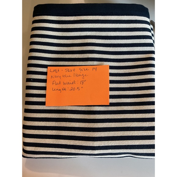 Loft Striped Skirt - Black and Beige - Career Wear - Size 14 - Picture 8 of 8